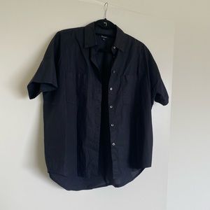 Madewell black button down short sleeve shirt